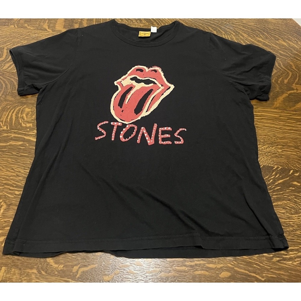 Rolling Stones Studded Tongue Logo Shirt Womens 26W Black Rock Tee